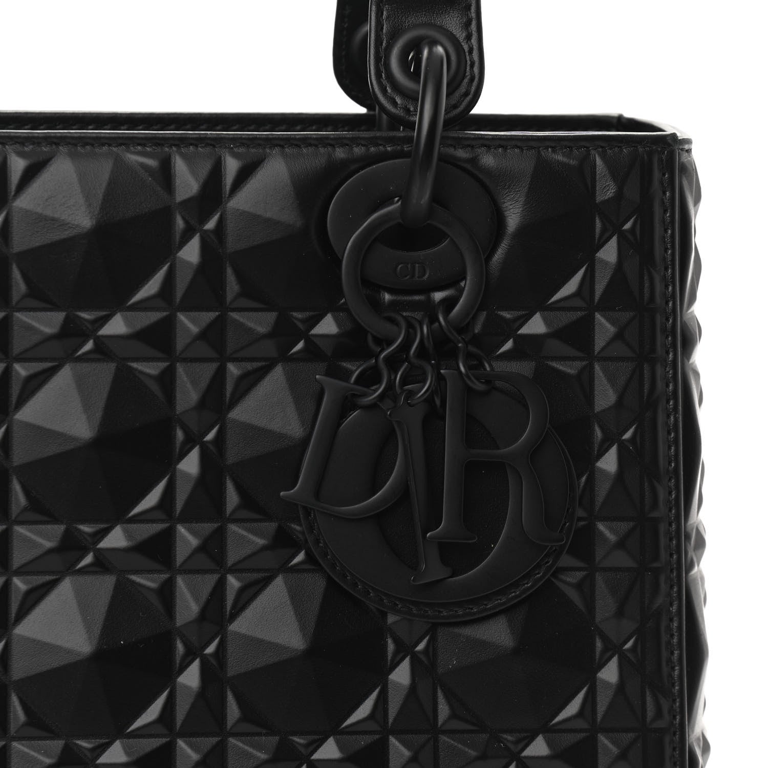 Christian Dior Calfskin Cannage Diamond Cannage Medium Lady Dior Black 7 of 10