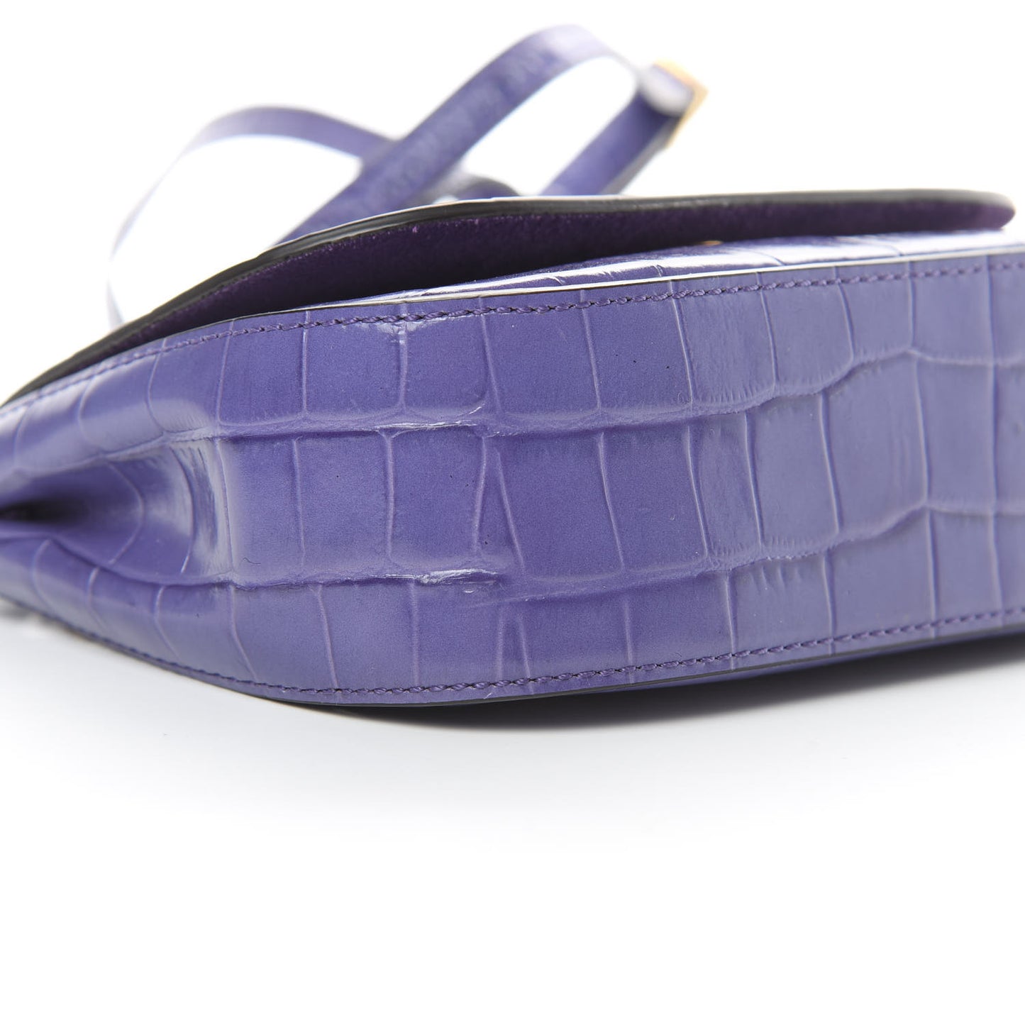 Calfskin Crocodile Embossed Mini Amberley Flap Purple