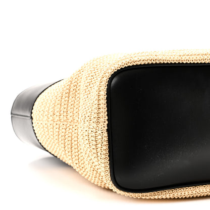 Saint Laurent Calfskin Raffia Medium Shopper Tote  Naturale Black 8 of 9