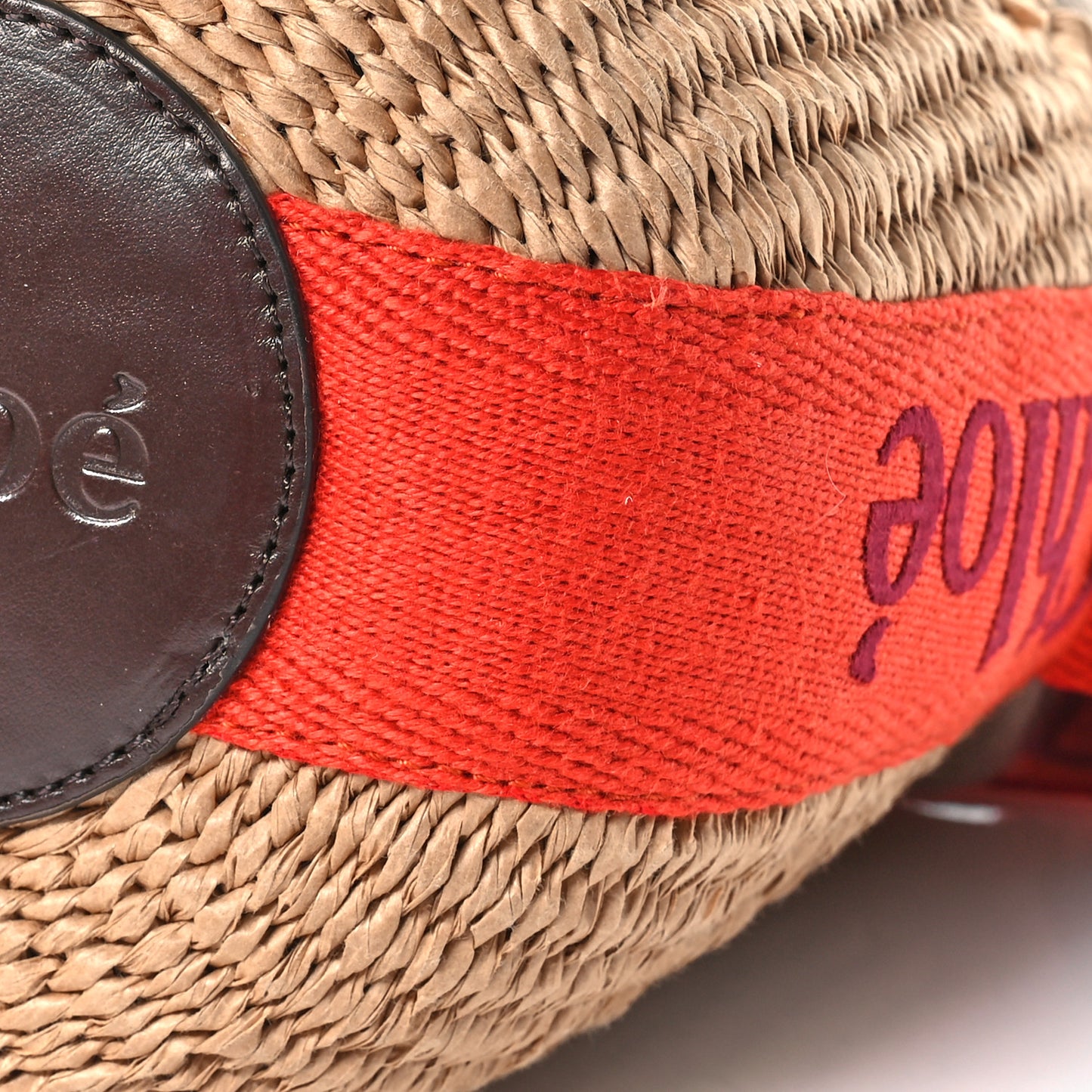 X MIFUKO Raffia Calfskin Small Woody Basket Shoulder Orange Beige