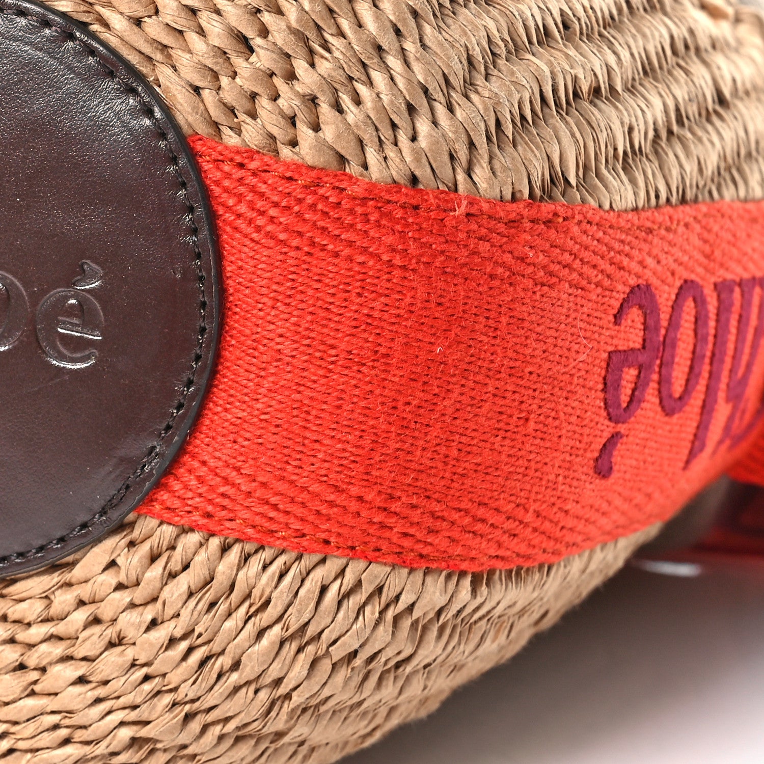 Chloe X MIFUKO Raffia Calfskin Small Woody Basket Shoulder Orange Beige 10 of 11