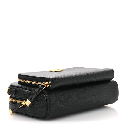 Christian Dior Grained Calfskin Caro Double Pouch Black 4 of 11
