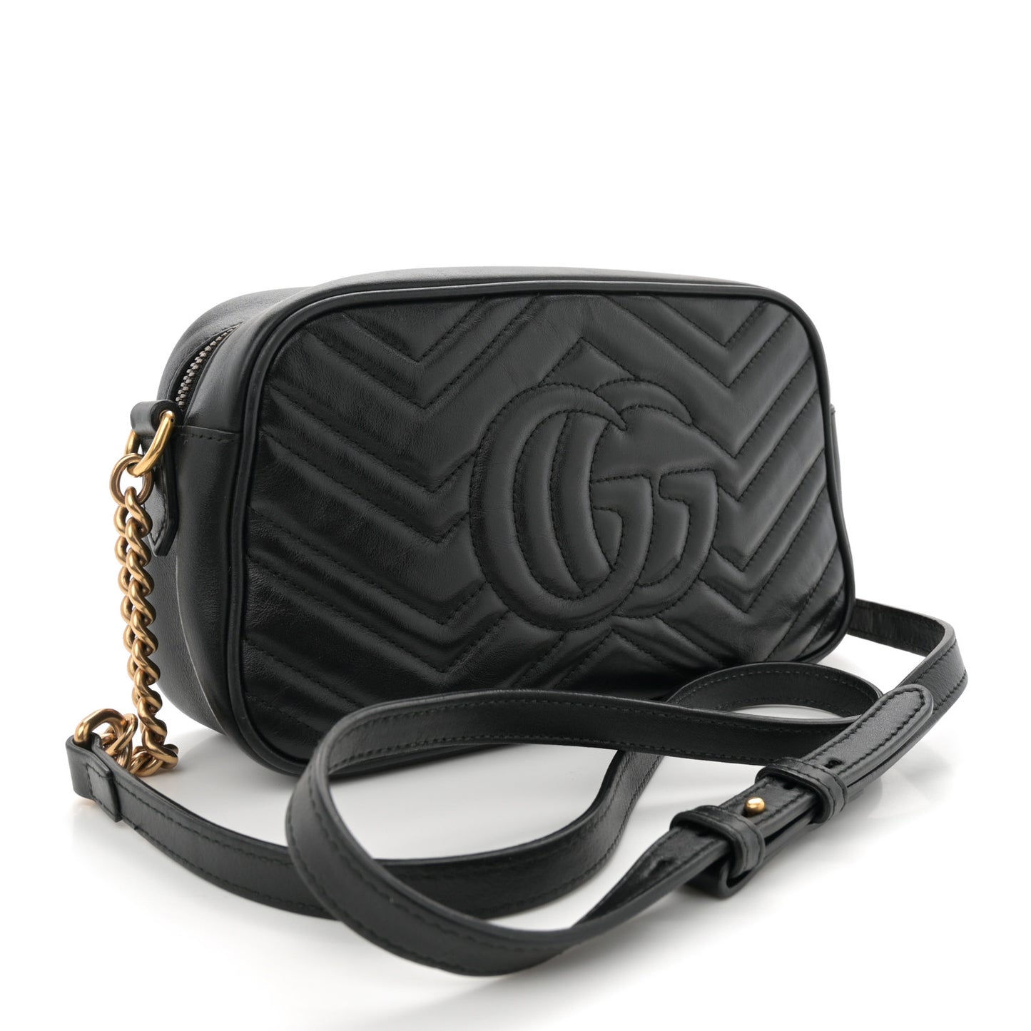 Calfskin Matelasse Mini GG Marmont Chain Shoulder Bag Black