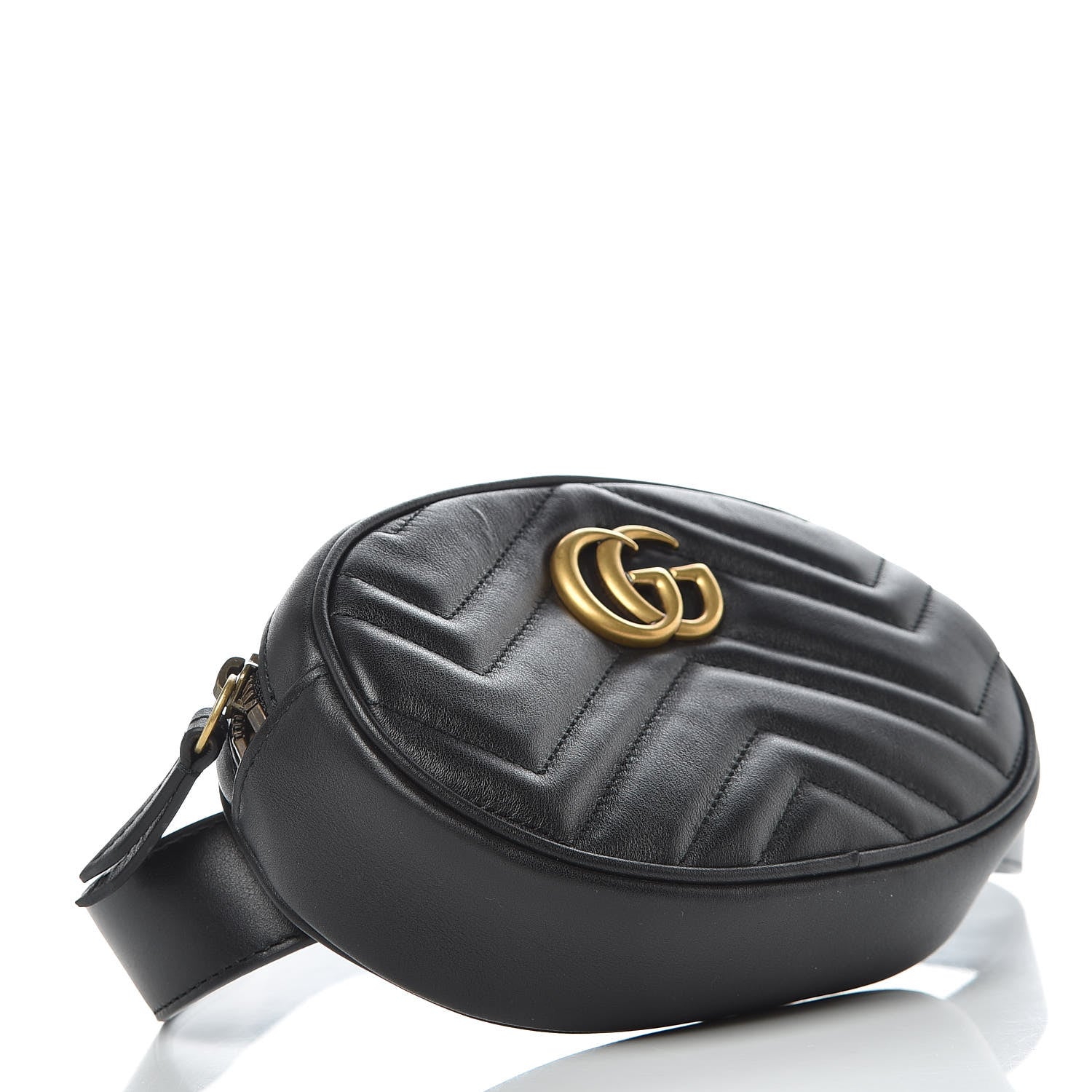 Gucci Calfskin Matelasse GG Marmont Belt Bag 85 34 Black 4 of 10