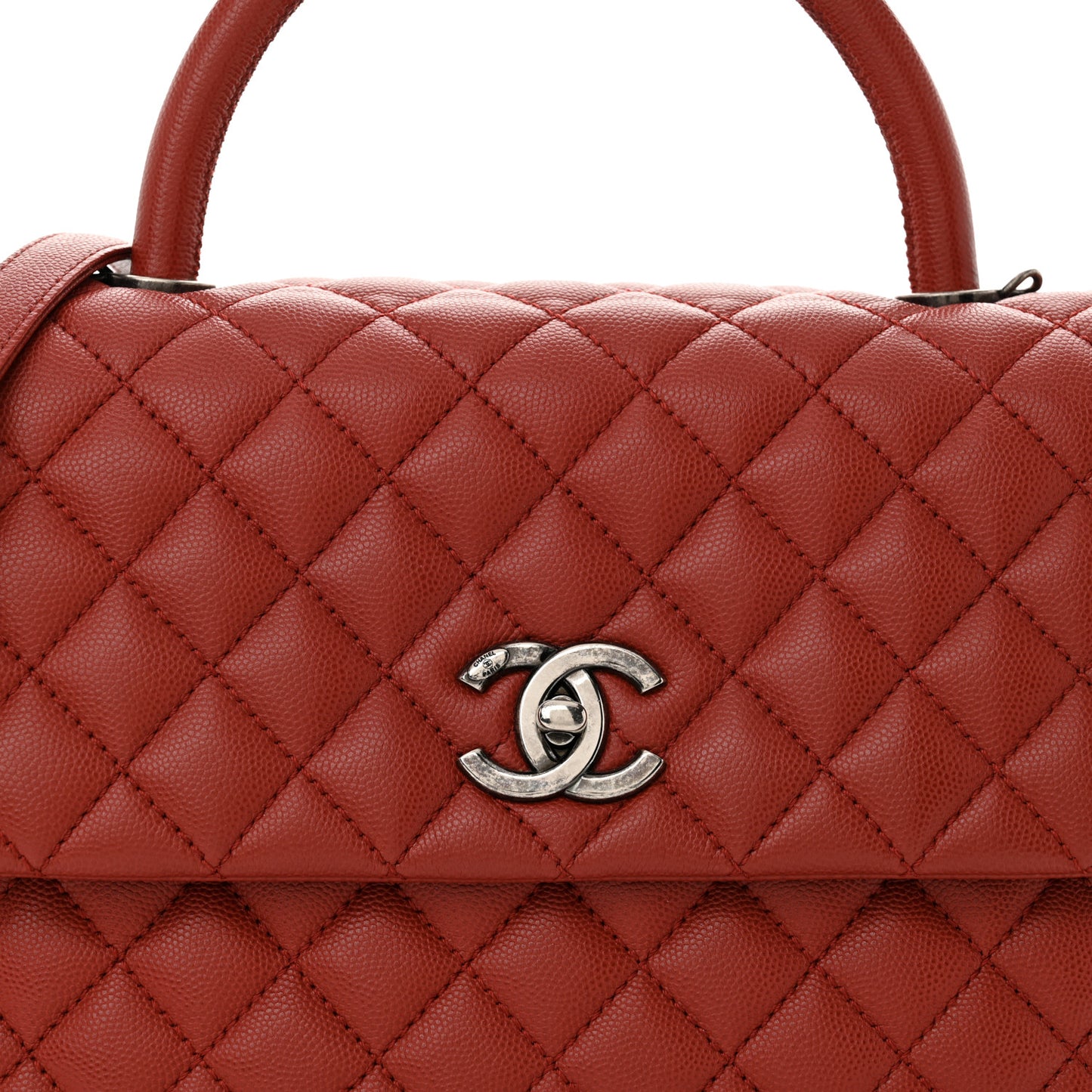 Caviar Quilted Medium Coco Handle Flap Dark Red
