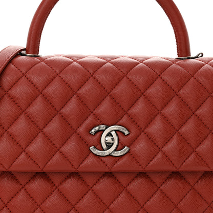 Chanel Caviar Quilted Medium Coco Handle Flap Dark Red 8 of 15