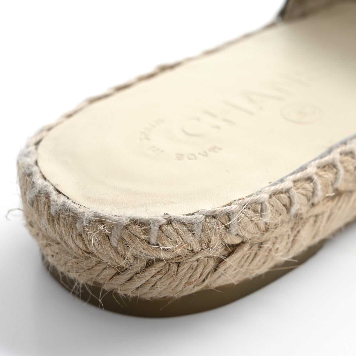 Iridescent Goatskin Patent CC Espadrille Mules 38 Black