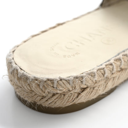 Chanel Iridescent Goatskin Patent CC Espadrille Mules 38 Black 10 of 11