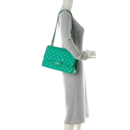 Chanel Lambskin Quilted Jumbo Double Flap Green 2 of 15