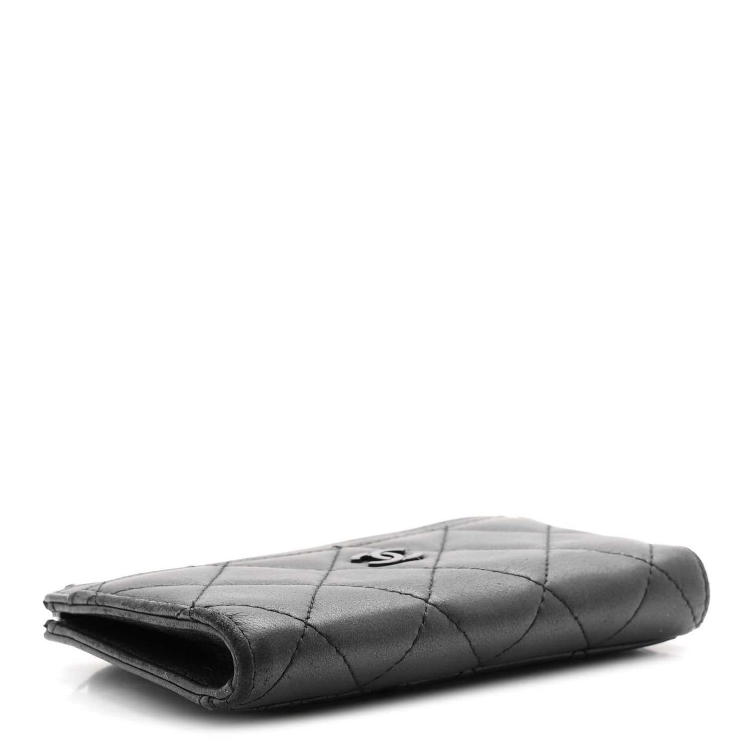 Chanel Pearly Lambskin Quilted Zip Card Holder So Black 4 of 8