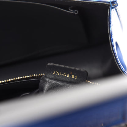 Christian Dior Metallic Patent Micro-Cannage Medium Diorama Flap Bag Blue 13 of 14