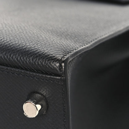 Hermes Epsom Tri-Color Kelly Sellier 25  Black Ardoise Bleu Zanzibar 10 of 13