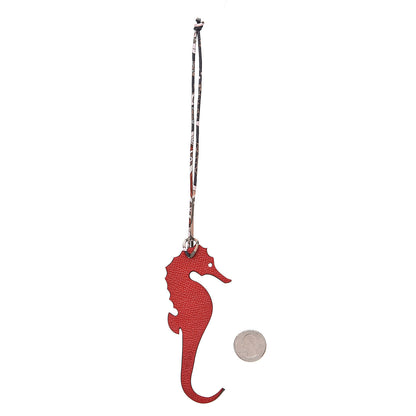 Hermes Togo Epsom Petit H Seahorse Bag Charm Alezan Rouge 2 of 4