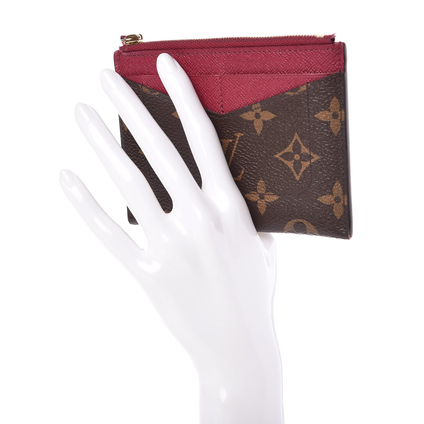 Monogram Zipped Card Holder Fuchsia