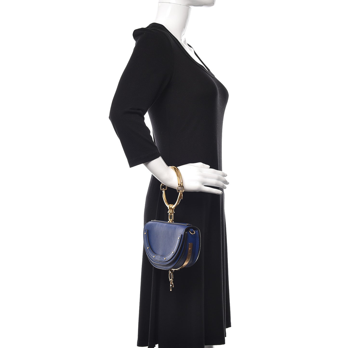 Calfskin Small Nile Bracelet Minaudiere Bag Majesty Blue
