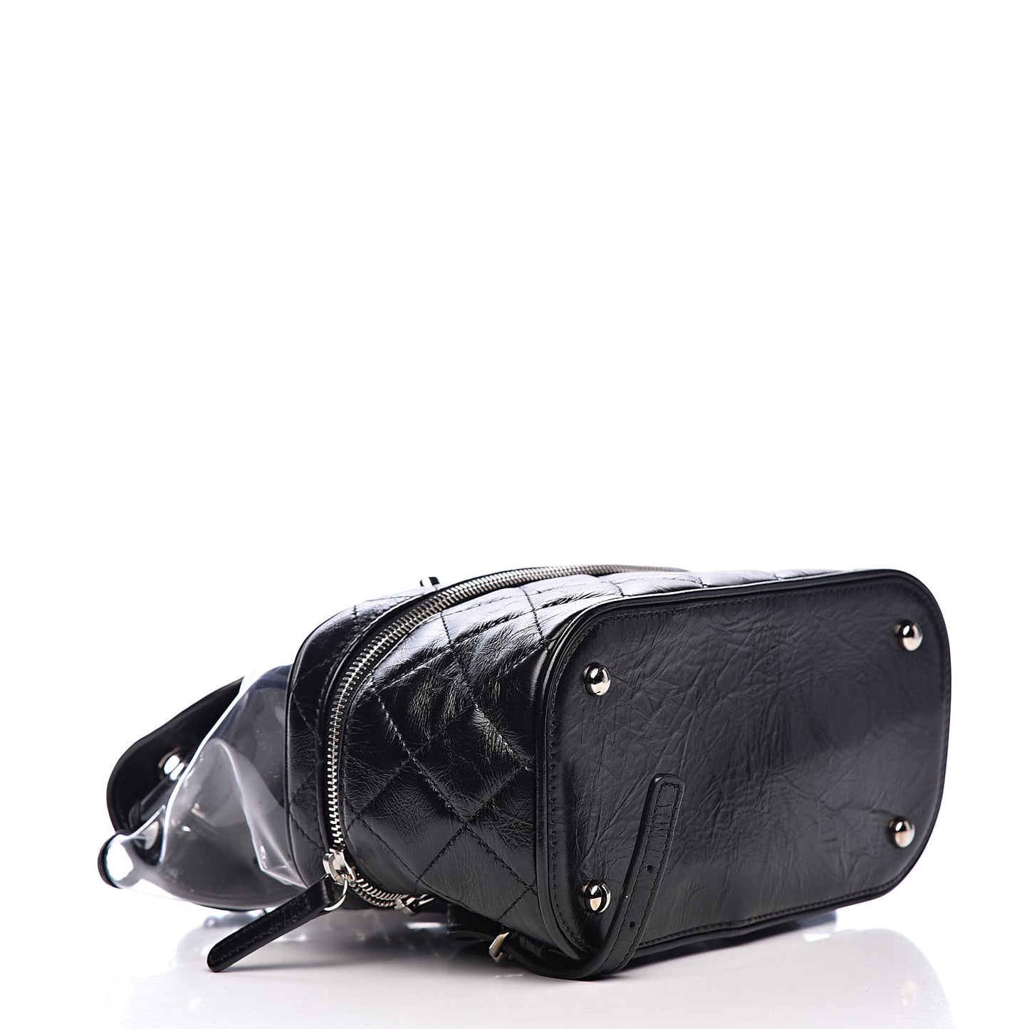 Crumpled Calfskin PVC Quilted Backpack Black