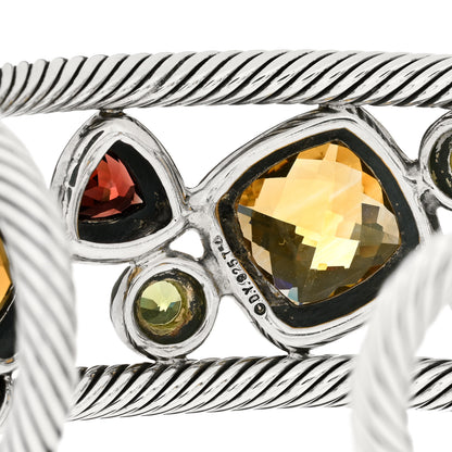David Yurman Sterling Silver 18K Yellow Gold Diamond Multi Gemstone Mosaic Cuff Bracelet 4 of 4
