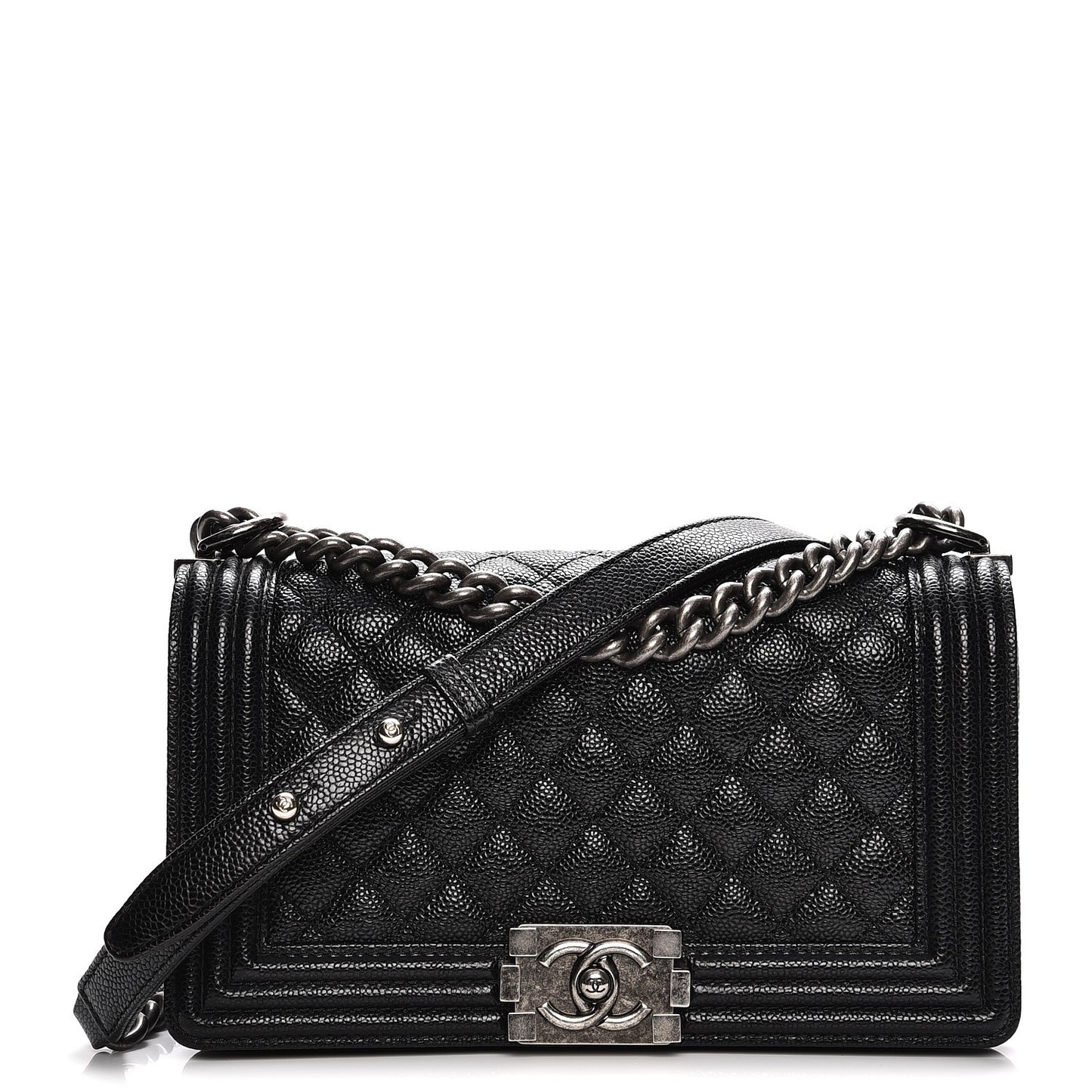Caviar Quilted Medium Boy Flap Black