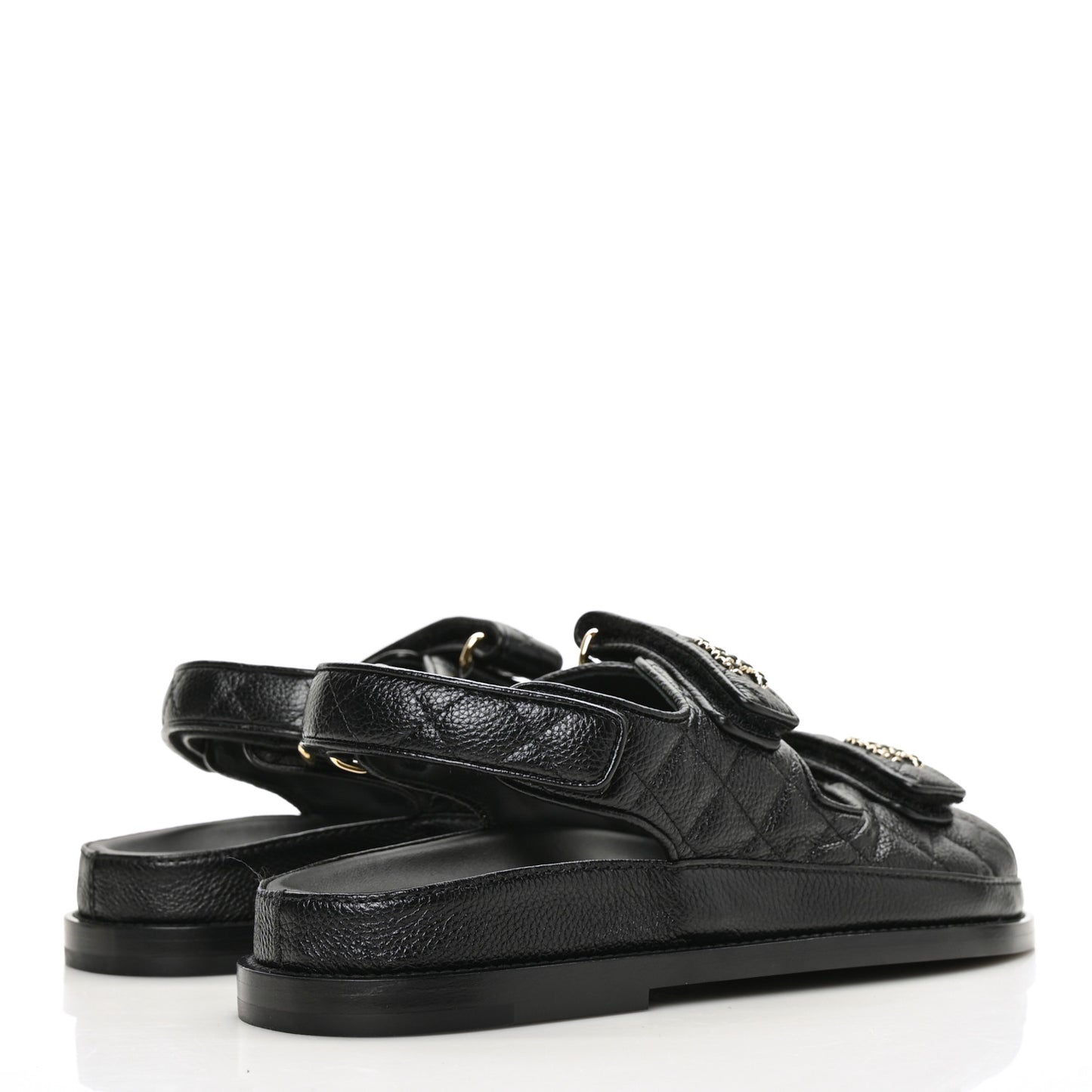 Grained Calfskin Velcro Dad Sandals 36.5 Black