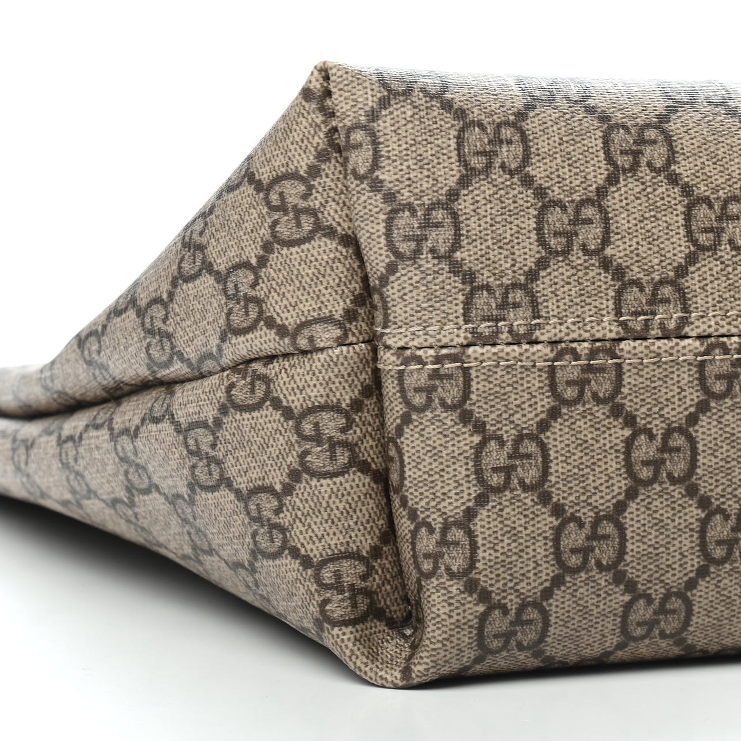 GG Supreme Monogram Medium Zippered Shopping Tote Dark Brown