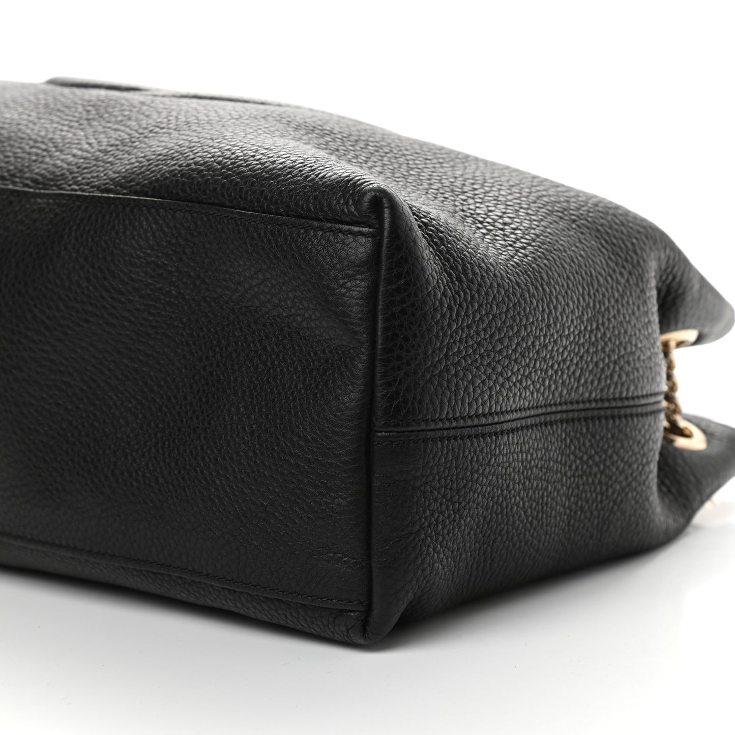 Pebbled Calfskin Medium Soho Chain Shoulder Bag Black