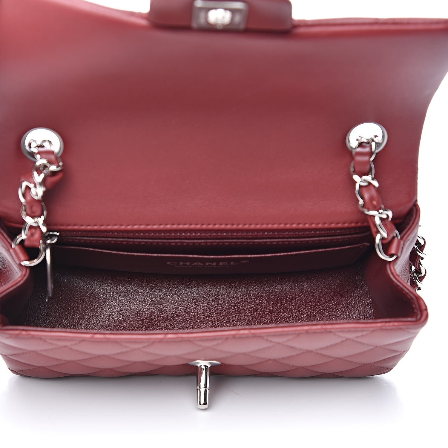 Chanel Lambskin Quilted Mini Rectangular Flap Burgundy 5 of 11