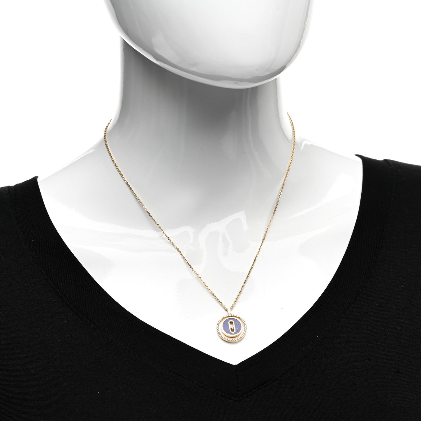 18K Yellow Gold Diamond Lapis Lazuli PM Lucky Move Pendant Necklace