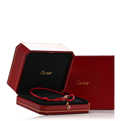 Cartier 18K Pink Yellow White Gold Trinity Cord Bracelet Red 6 of 6