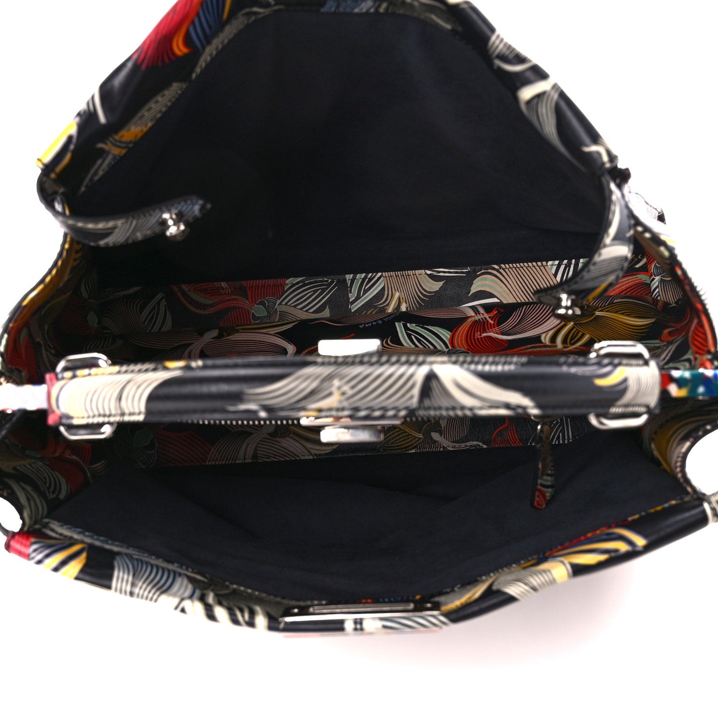 Calfskin Orchid Large Peekaboo Iconic Satchel Black Multicolor