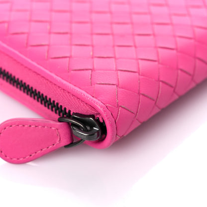 Bottega Veneta Nappa Intrecciato Zip Around Wallet Pink 9 of 17