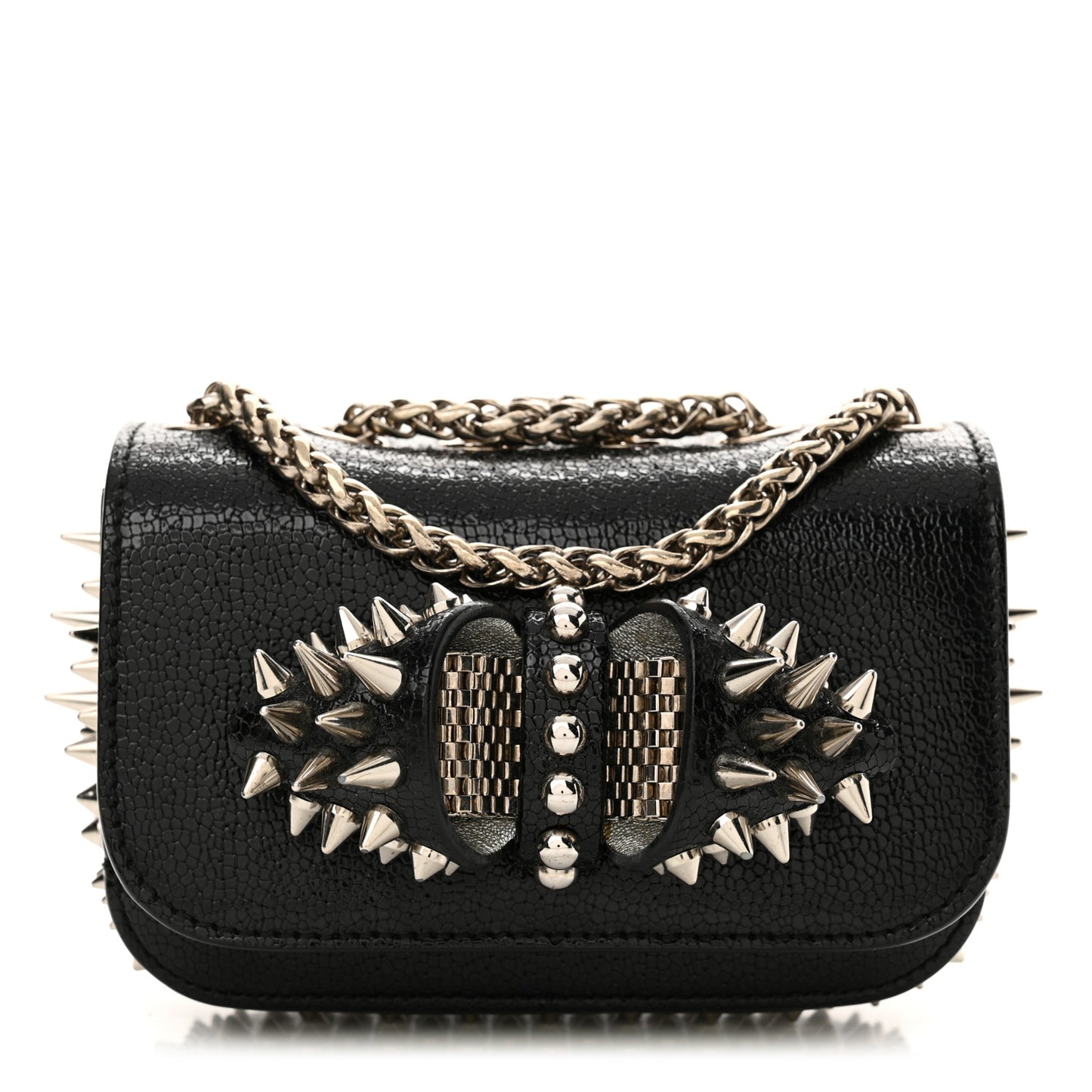 Jurassic Calfskin Spikes Sweety Charity NV Crossbody Bag Black Silver