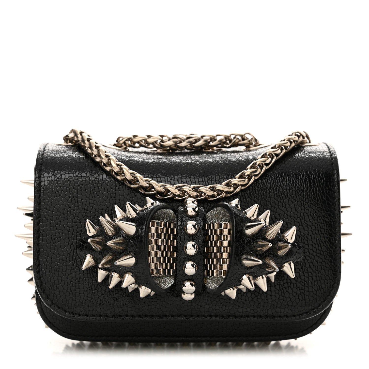 Christian Louboutin Jurassic Calfskin Spikes Sweety Charity NV Crossbody Bag Black Silver 1 of 9