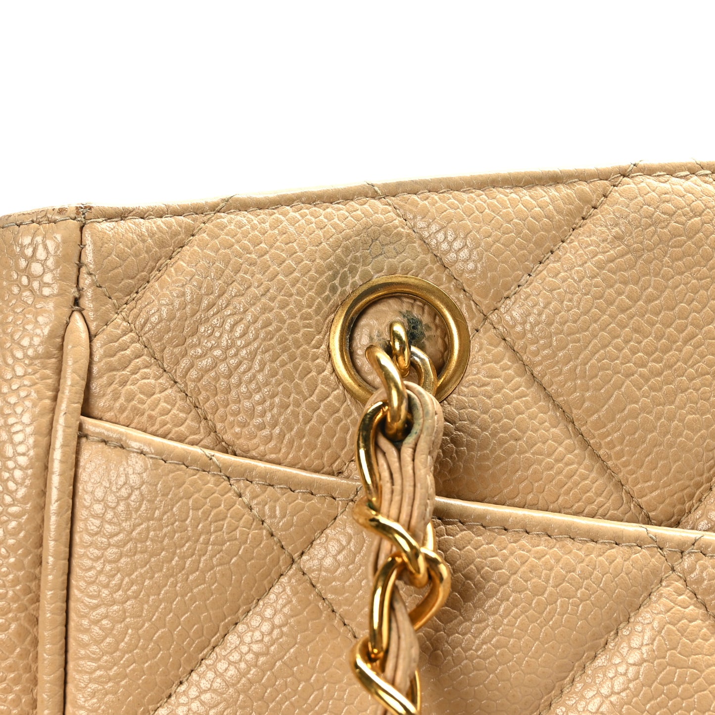 Caviar Quilted Tote Beige