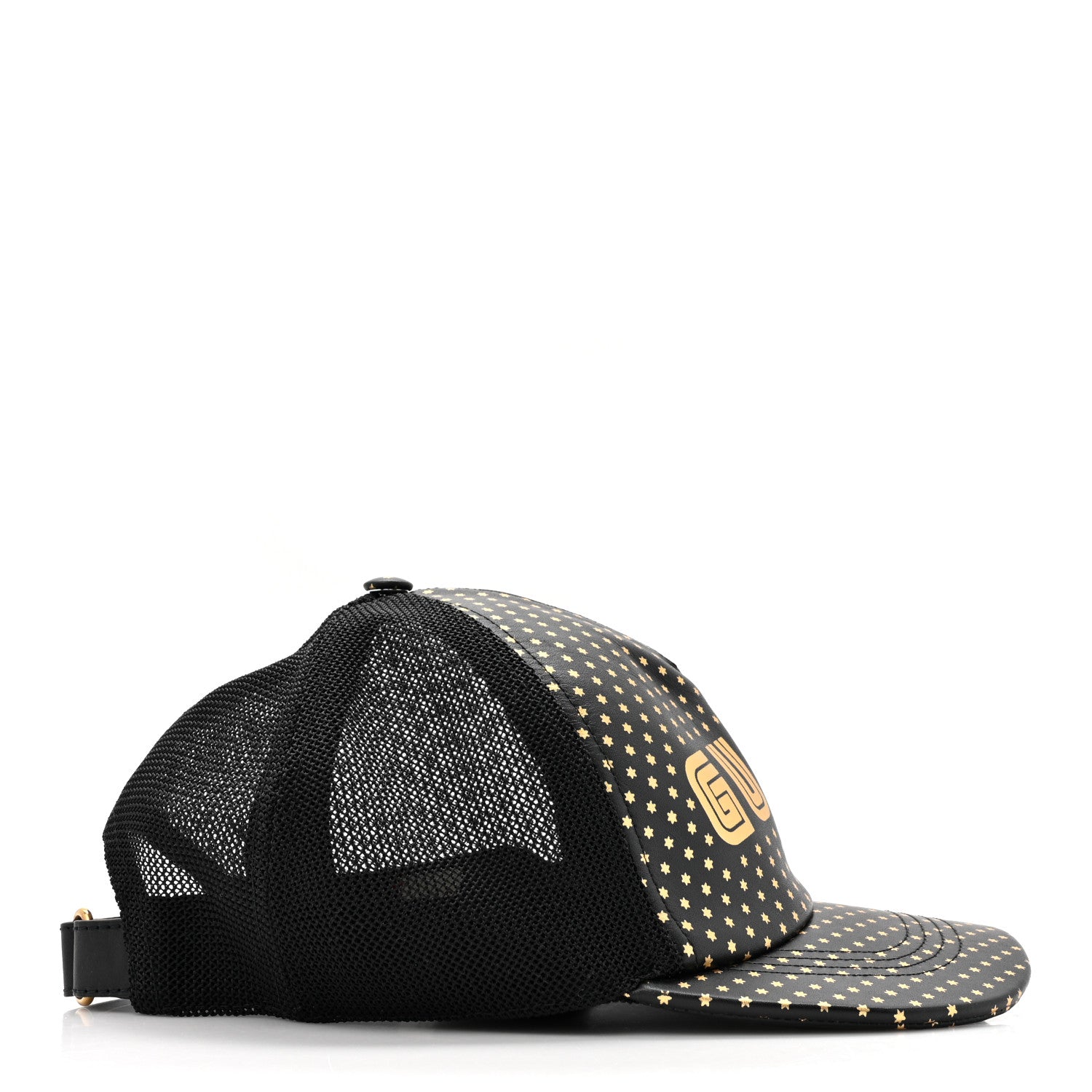 Gucci X SEGA Calfskin GUCCY Stars Baseball Hat M Black Gold 4 of 9