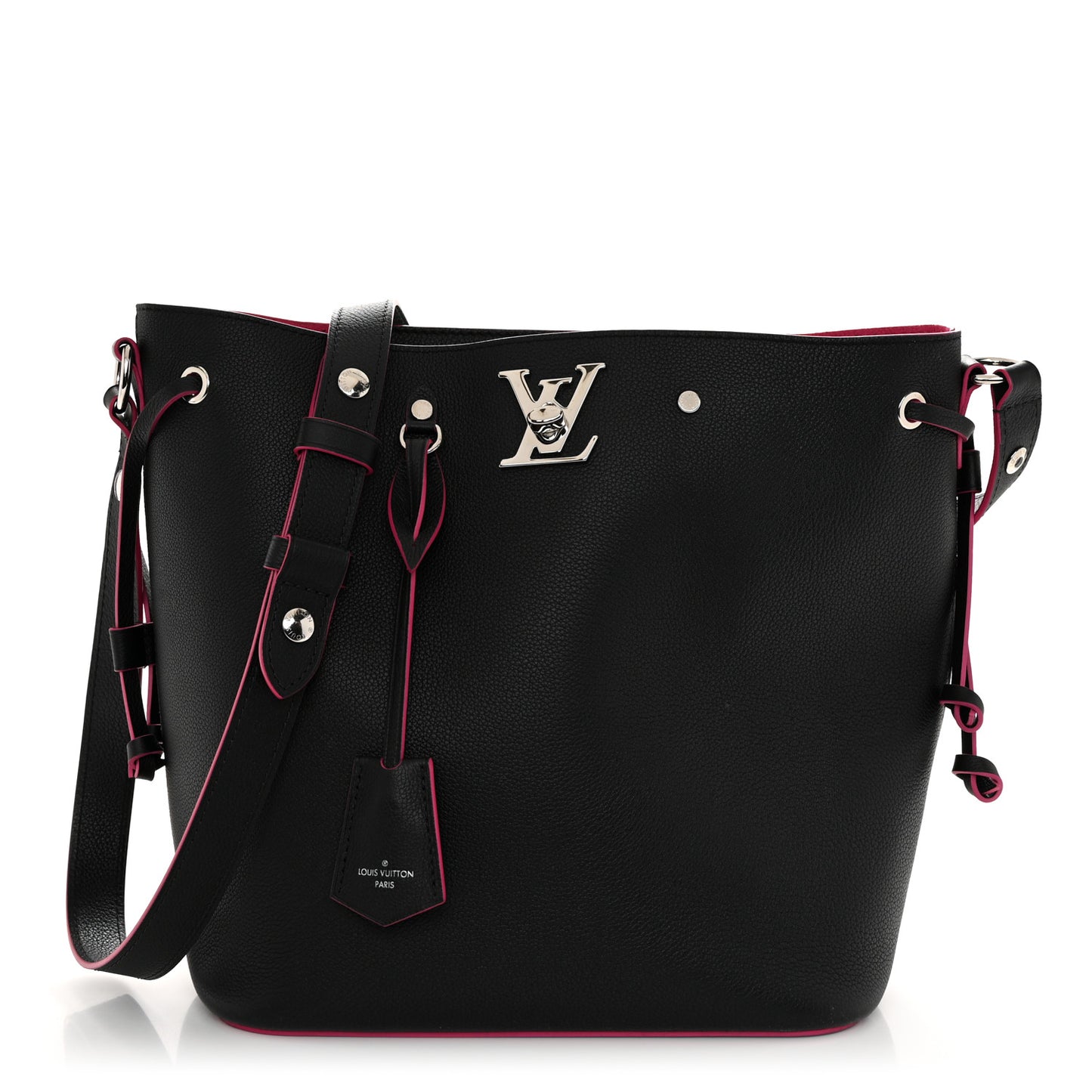 Calfskin Lockme Bucket Black