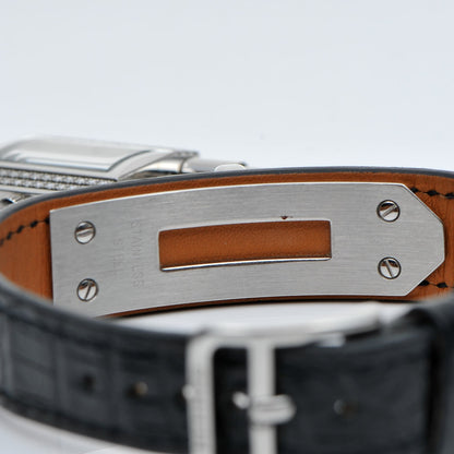Hermes Stainless Steel Alligator Diamond Mother of Pearl 20mm Kelly Cadena Quartz Watch Noir 4 of 8