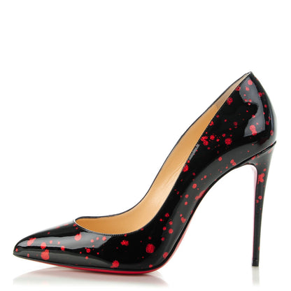 Christian Louboutin Patent Pollock Pigalle Follies 100 Pumps 38.5 Black Red 1 of 7