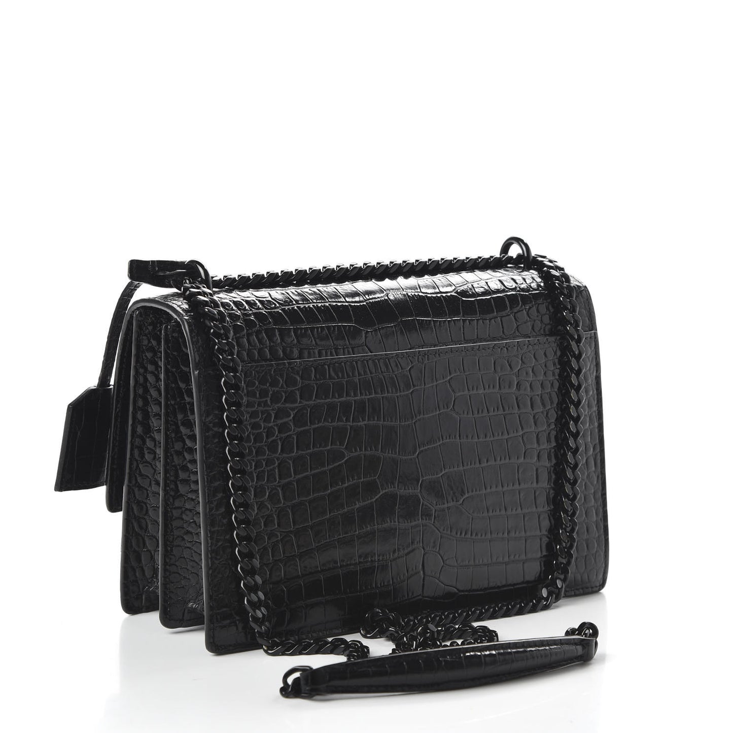 Calfskin Crocodile Embossed Medium Monochrome Monogram Sunset Black