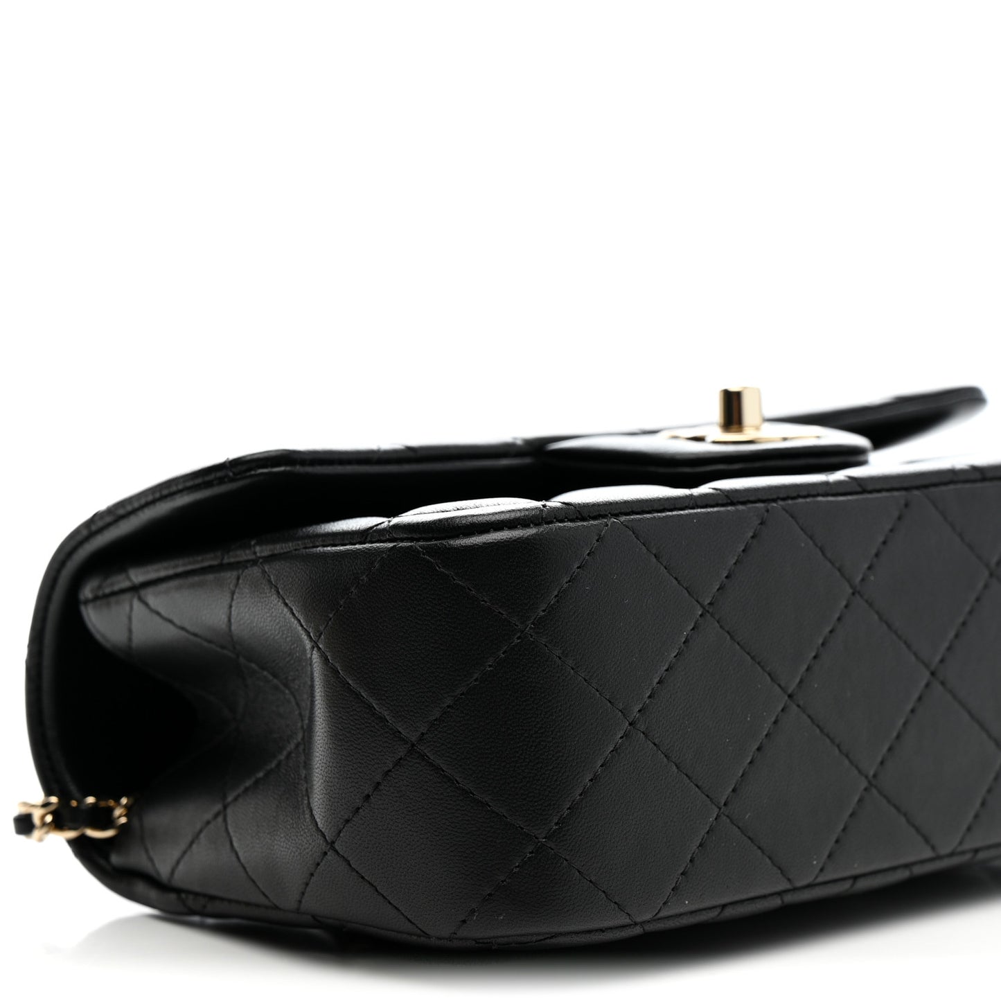 Lambskin Quilted Mini Top Handle Rectangular Flap Black