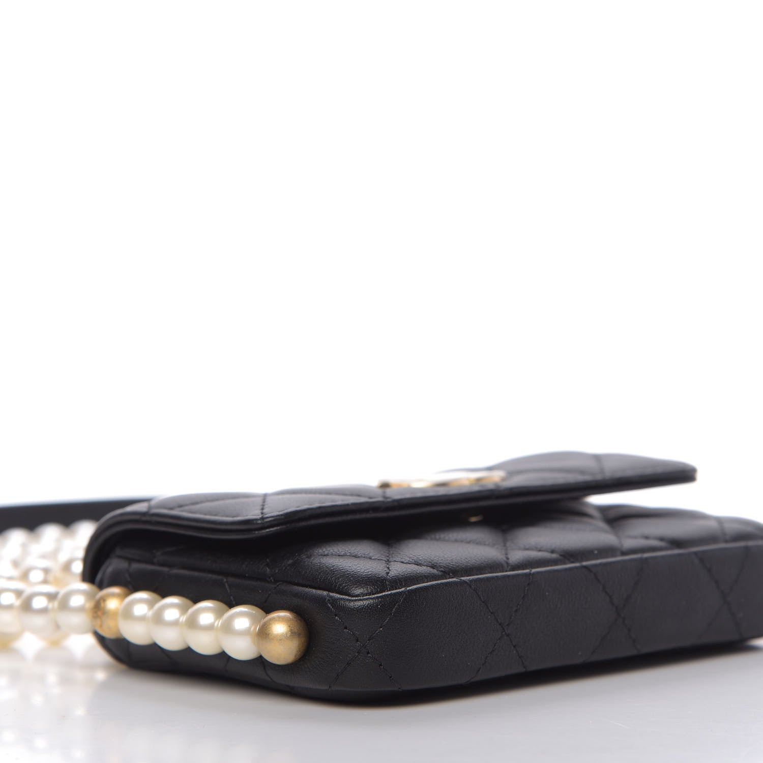 Chanel Calfskin Quilted About Pearls Card Holder Flap With Chain Black 6 of 11