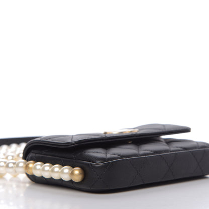 Chanel Calfskin Quilted About Pearls Card Holder Flap With Chain Black 6 of 11
