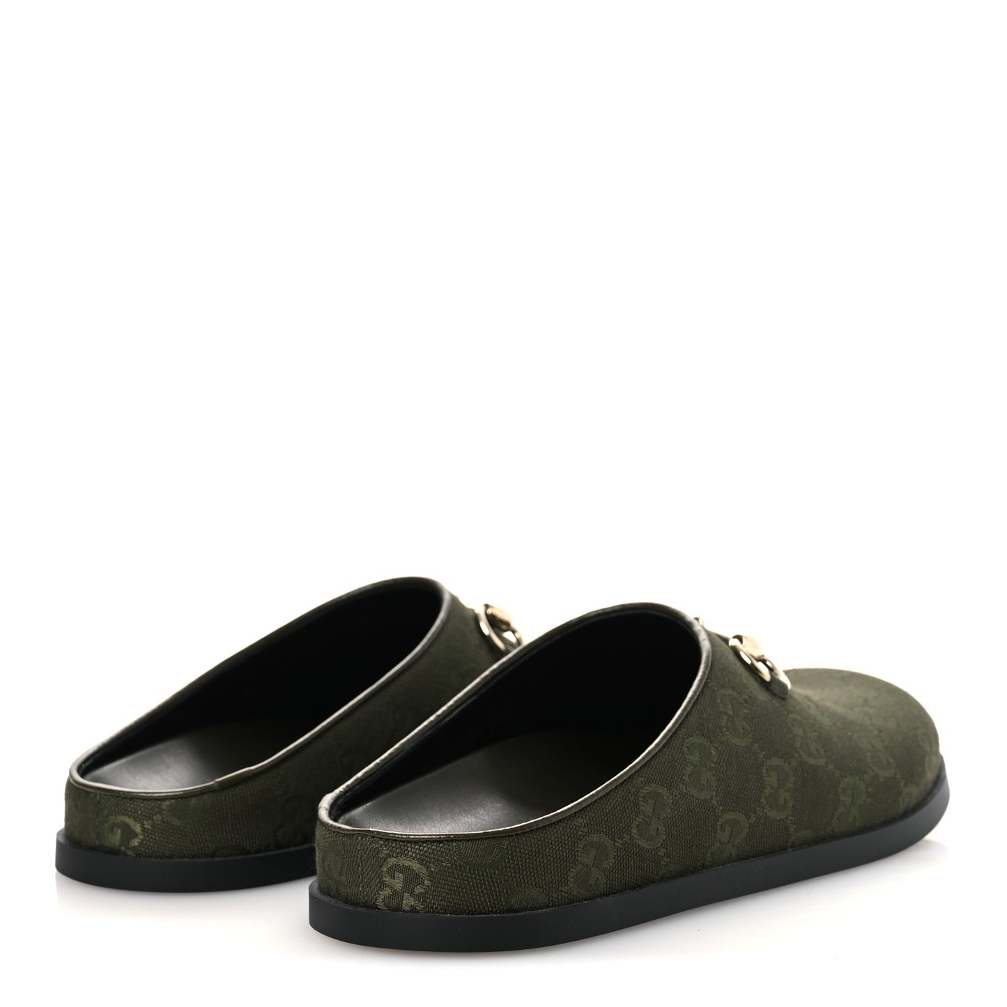 New Canvas Monogram GG Granada Kid Womens Horsebit Mules 38 Green