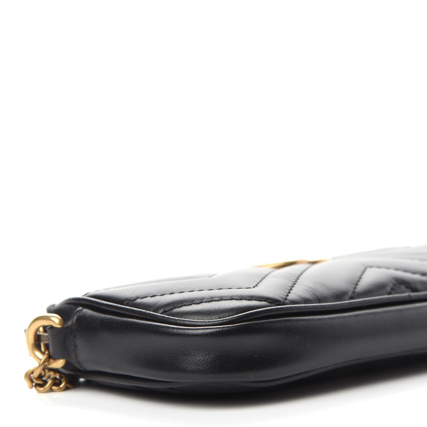 Calfskin Matelasse Mini GG Marmont Chain Crossbody Bag Black