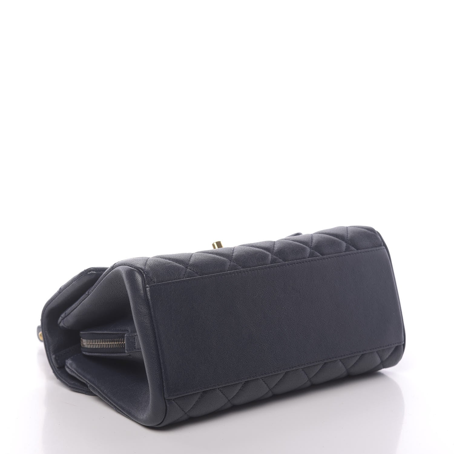 Chanel Shiny Sheepskin Quilted Small Trapezio Flap Navy 4 of 12