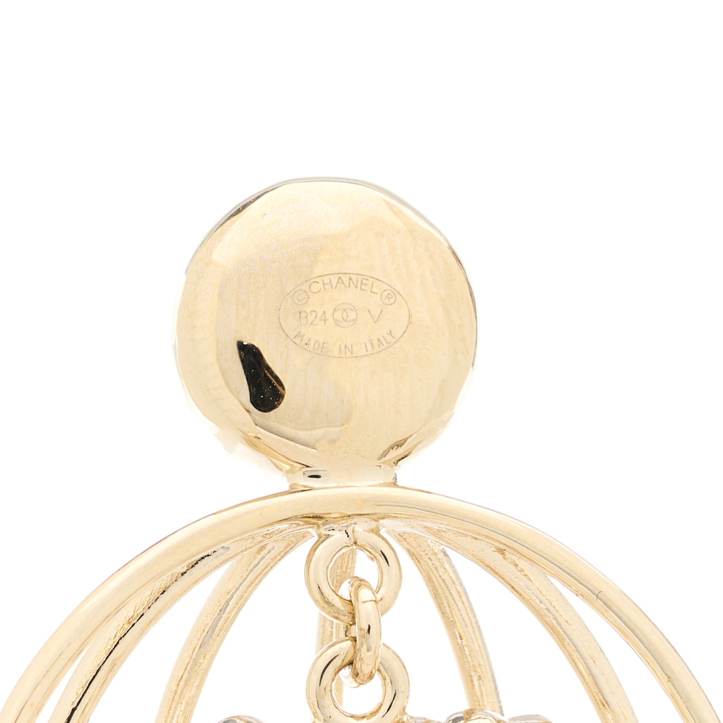 Pearl Crystal Birdcage Pin Brooch Light Gold