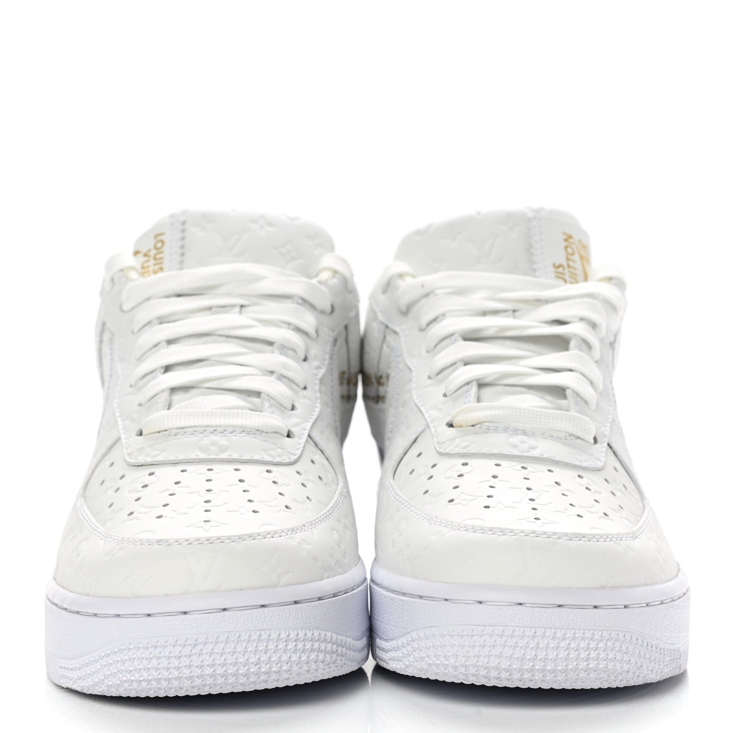 Louis Vuitton X NIKE AIR FORCE 1 Calfskin Monogram Mens Low Top Sneakers 7 White 2 of 10