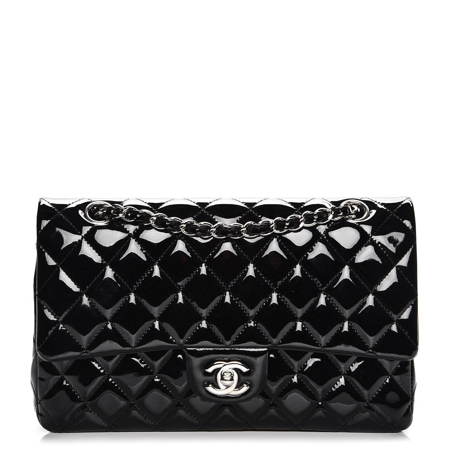 Chanel Patent Quilted Medium Double Flap Black 1 of 8