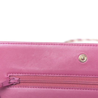 Chanel Lambskin Camellia Embossed Wallet On Chain WOC Pink 11 of 12
