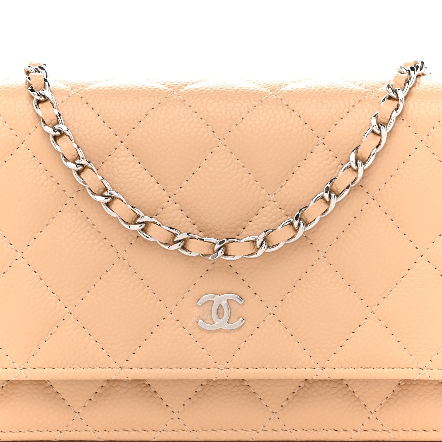 Chanel Caviar Quilted Wallet On Chain WOC Beige 9 of 12