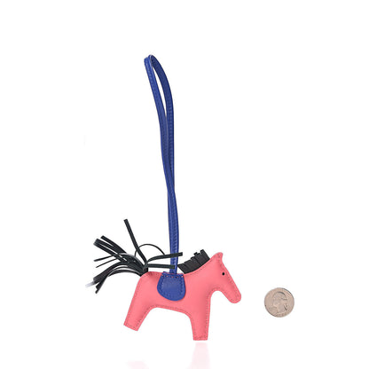 Hermes Milo Lambskin Grigri Rodeo Horse Bag Charm PM Rose Azalee Vert Cypress Bleu Electrique 2 of 5
